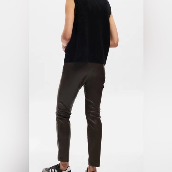 Gap Mid Rise Vegan Leather Skinny Pants - Brown 6 Tall - Picture 9 of 9